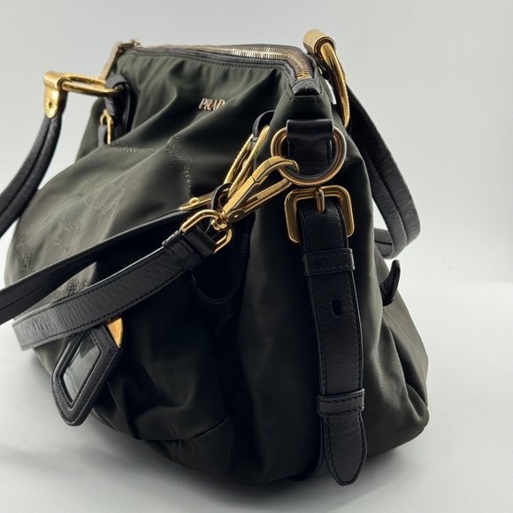 Prada Tessuto Nylon Shoulder Bag with Leather Trim – Black - Picture 10 of 15